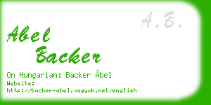 abel backer business card